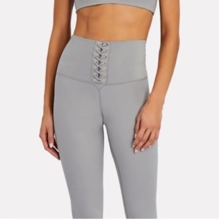We Wore What light grey leggings with mock lace up detail, size S/P NWOT - Image 2