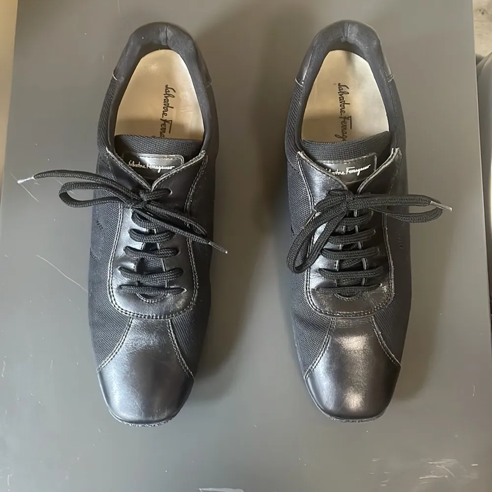 Salvatore Ferragamo Black Wedge Lace Up Sport Shoes $740 EUC US Wmn 7 - Image 5