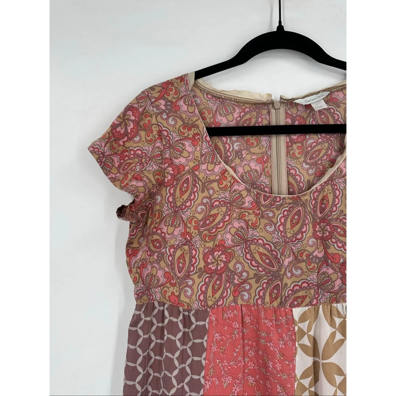 Garnet Hill 100% Silk Babydoll Tunic Top‎ Blouse Empire Waist Milk Maid Boho - Image 4