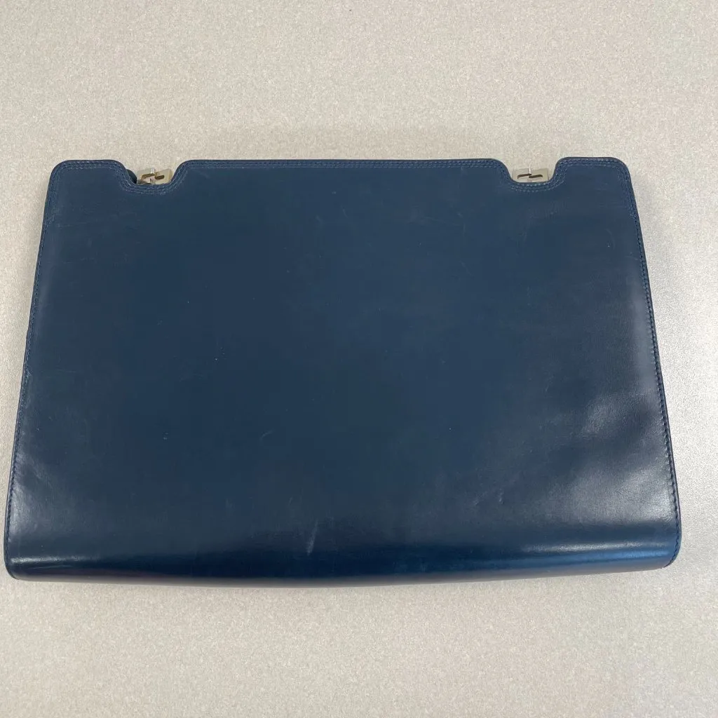 Salvatore Ferragamo Vintage Firenze 4 Navy Leather Clutch Shoulder Bag-Preowned - Image 2