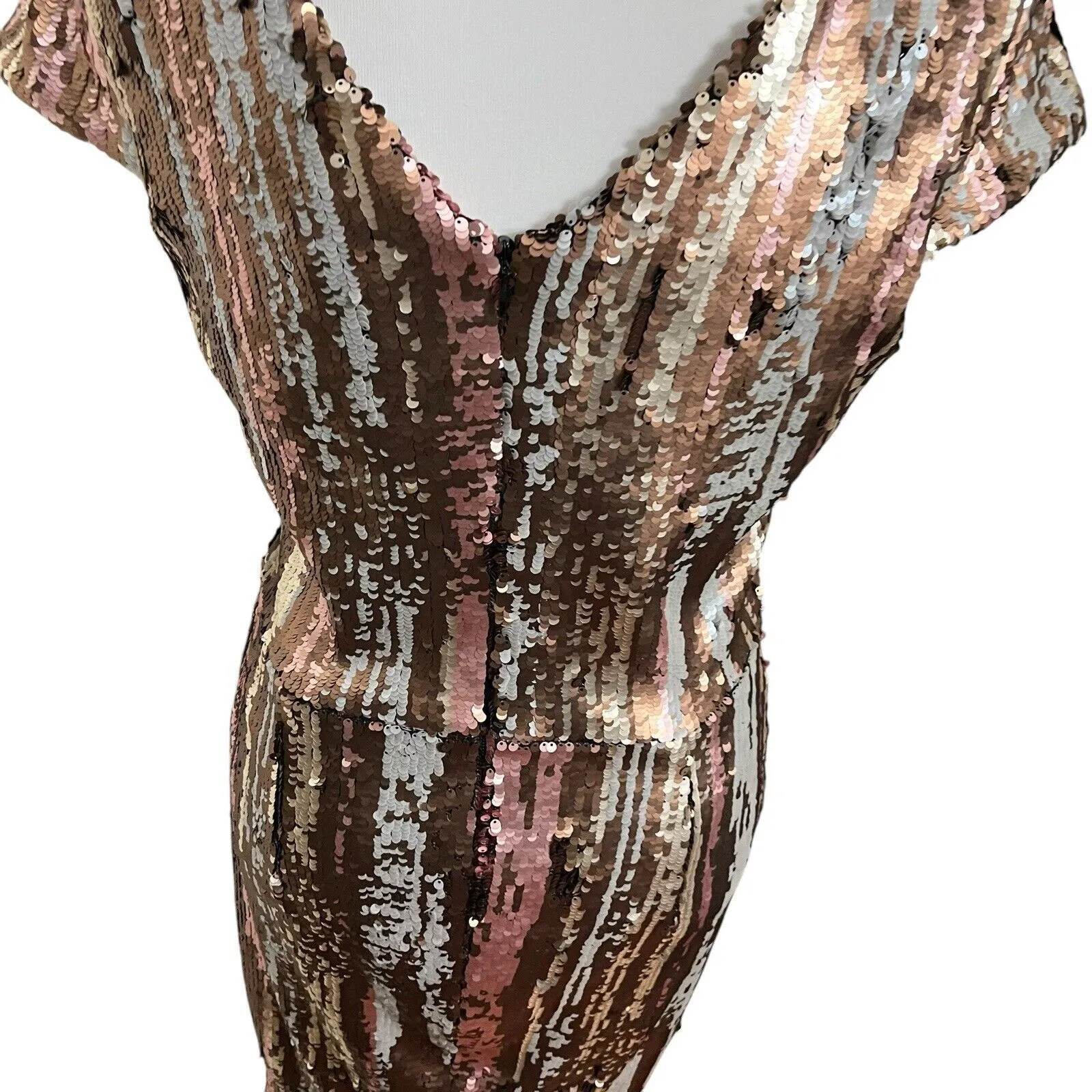 Dress the Population Zoe Dress Women’s Size Large Sequin Mini Cap Sleeve V-Neck - Image 8