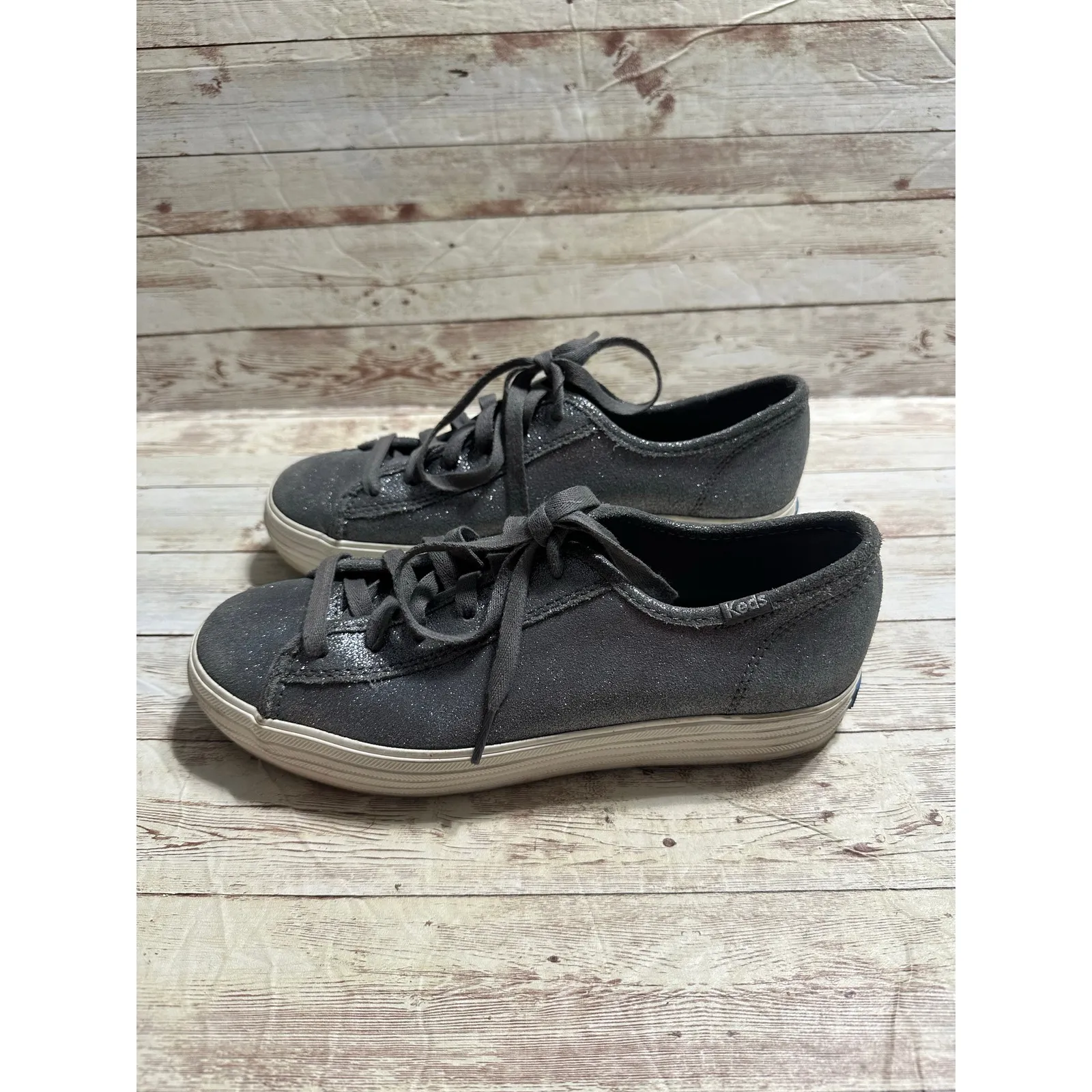 Keds Lace-Up Sparkle Sneakers Women's Size 7.5 Gray Blingy Tennis Shoes - Image 4