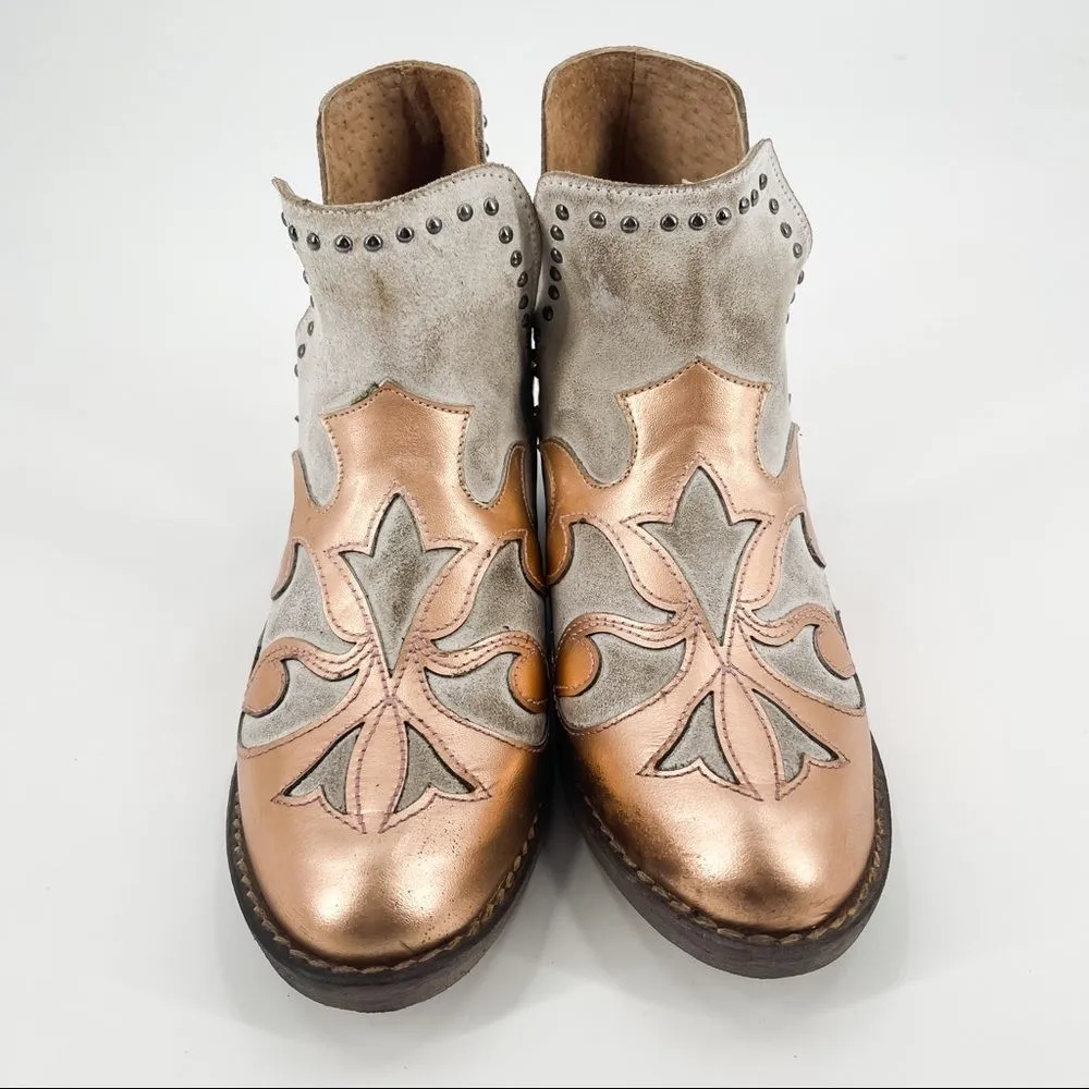 Corral Circle G Copper Overlay Cut Out Ankle Boots Booties Size 5.5 - Image 27