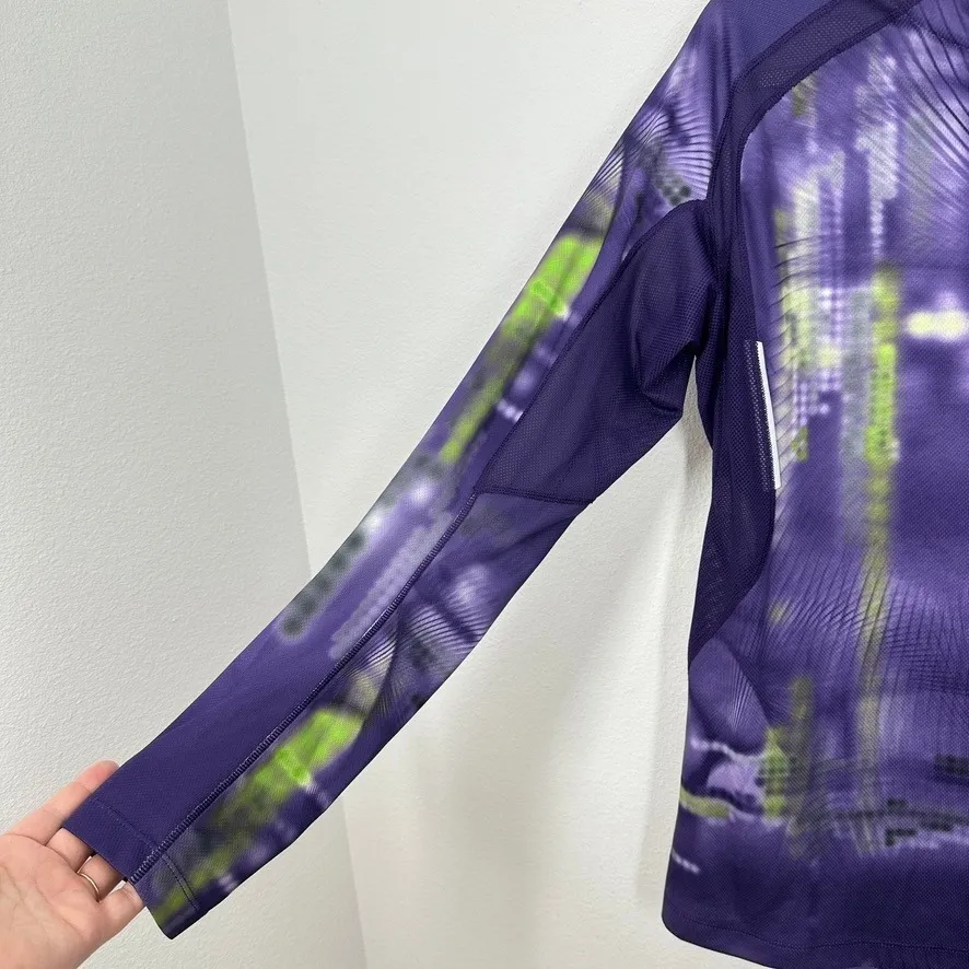 Salomon Women's XL Purple Green Abstract Long Sleeve Reflective Running Top - Image 7