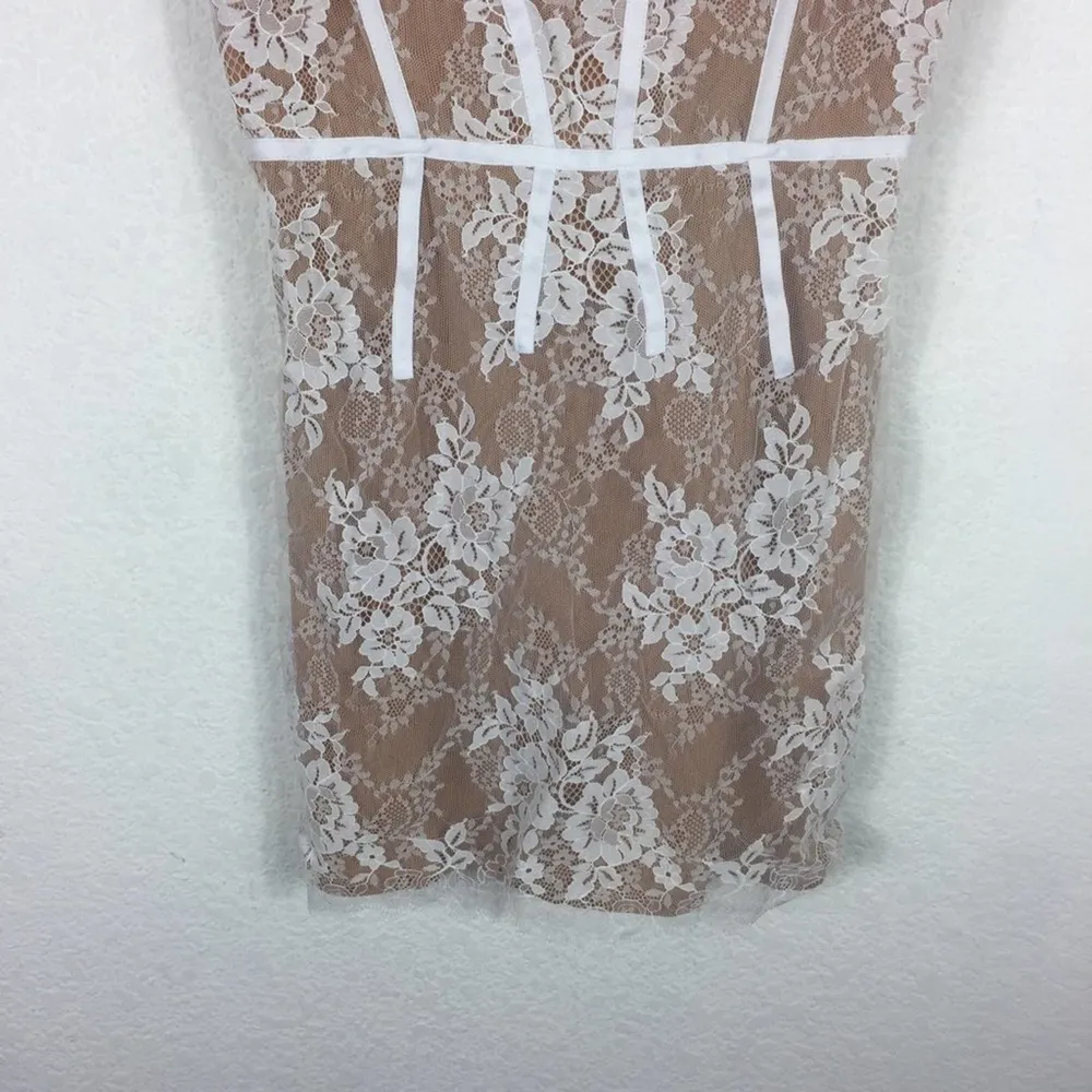 For Love & Lemons Cheyenne Nude Lace Bodice Corset Mini Dress Ivory Small - Image 10