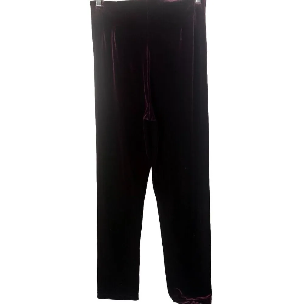 Bechamel Burgandy Velvet Velour Elastic Waist Straight Leg Pull - Image 2
