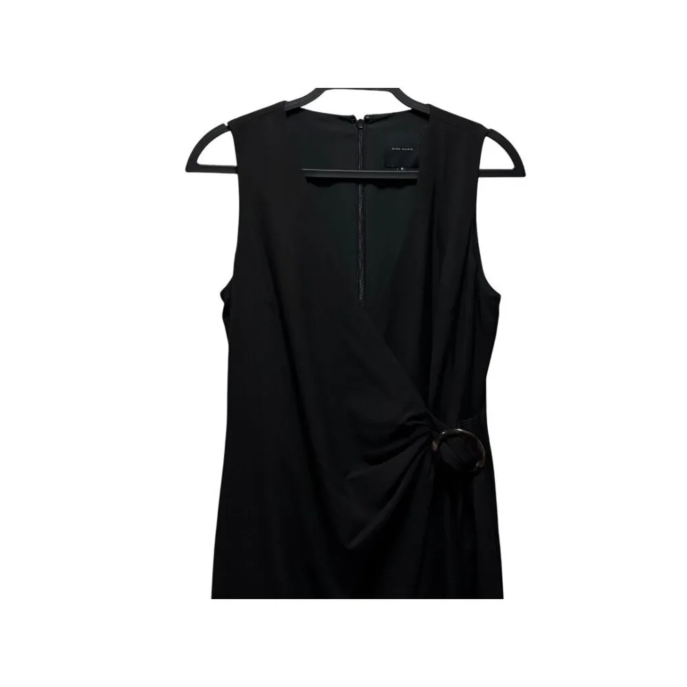 Alex Marie Womens Black Sleeveless Wrap Style Midi Dress With Ring Detail Size 6 - Image 3