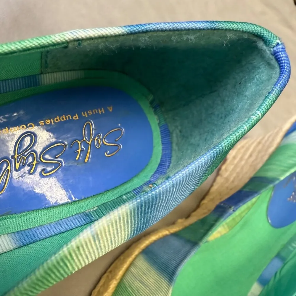 Soft Style Shoes Women Size 6.5 Medium 3 Inch Wedge Heel Hush Puppies Company Blue - Image 16