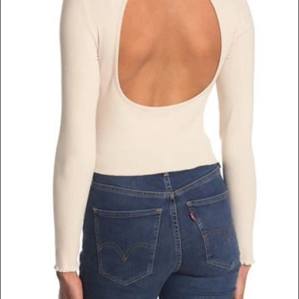 NWOT Elodie Ribbed Long Sleeve Open Back Top L - Image 2