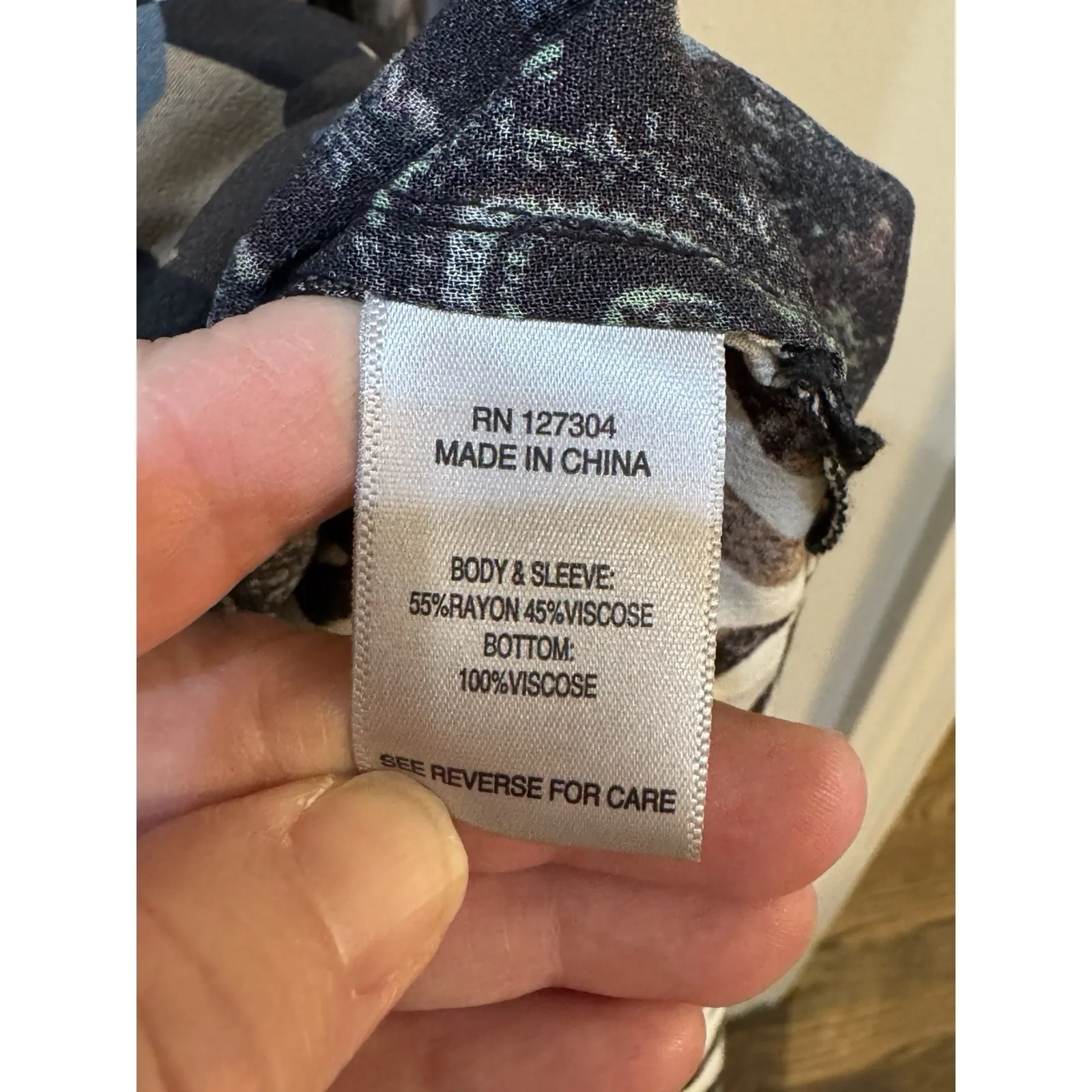 John Mark Mix Print Patched Button Front Tunic Blouse Top Size 1X Roll Tab - Image 9