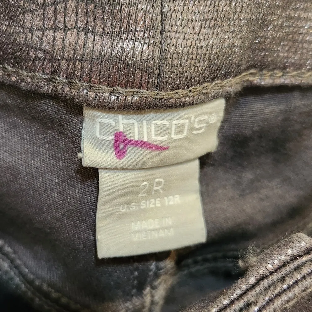 Chicos Hi-Rise Metallic Animal Skin Print So Slimming Girlfriend Jeans Sz 2 12R - Image 8