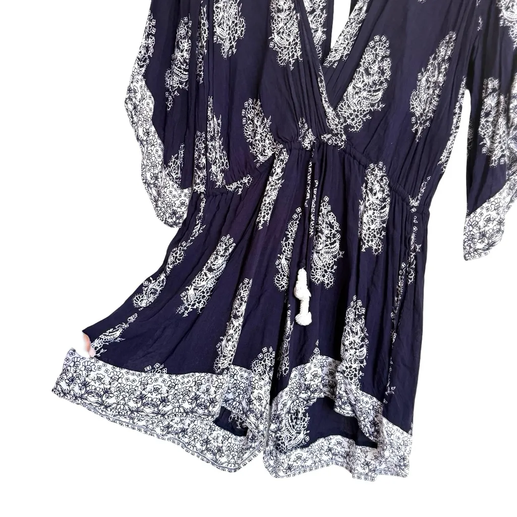 Faithfull the Brand Romper Cover Up Navy and White Patterned Romper Floral M - Image 6
