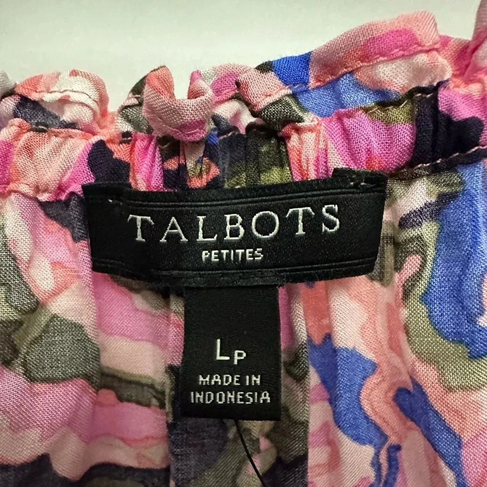 Talbots Coral Reef Paisley Tie Neck Blouse Size Large Petite 3/4 Sleeve NWT - Image 4
