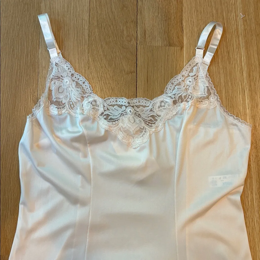 Vtg Olga Slip Dress Knee Length Cream NWT Deadstock Size Small White - Image 2