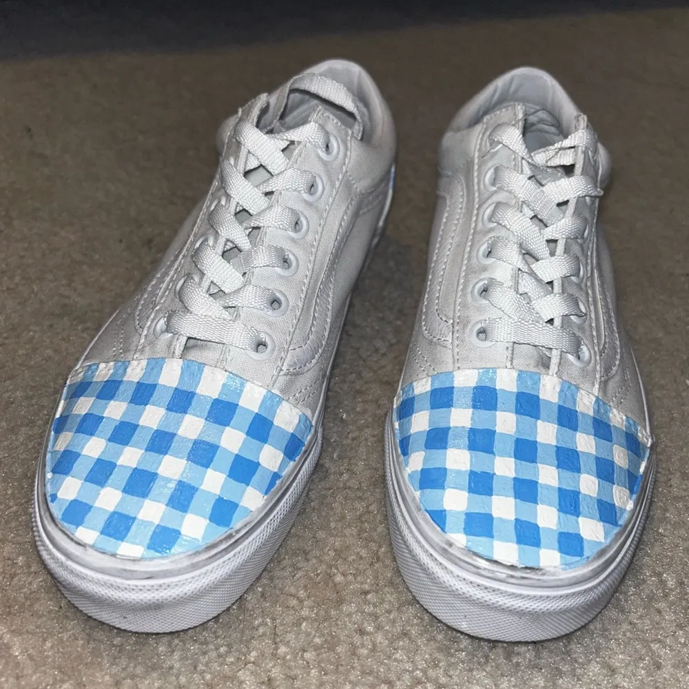 Hand painted Gingham Vans - Image 2