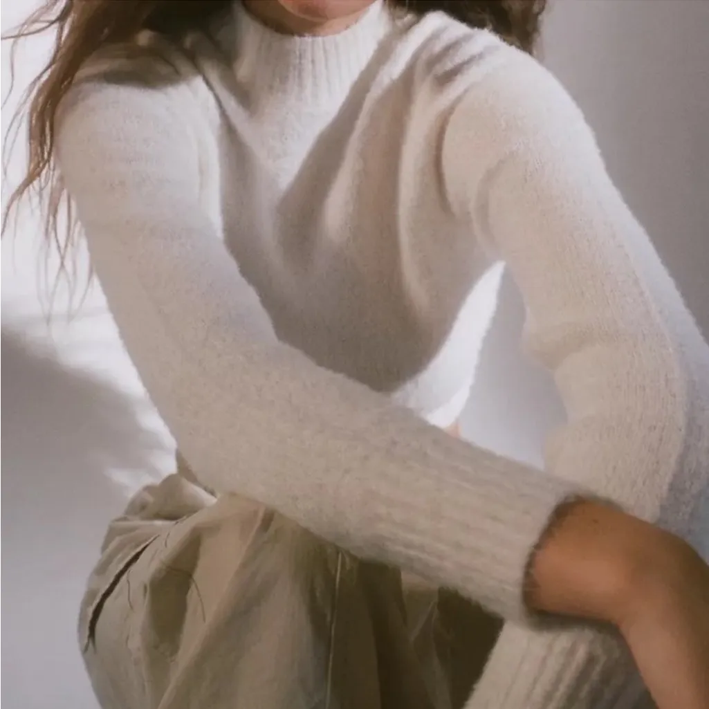 URBAN OUTFITTERS UO Cleo Mock Neck Sweater. Size Small. Color is Pearl. - Image 4