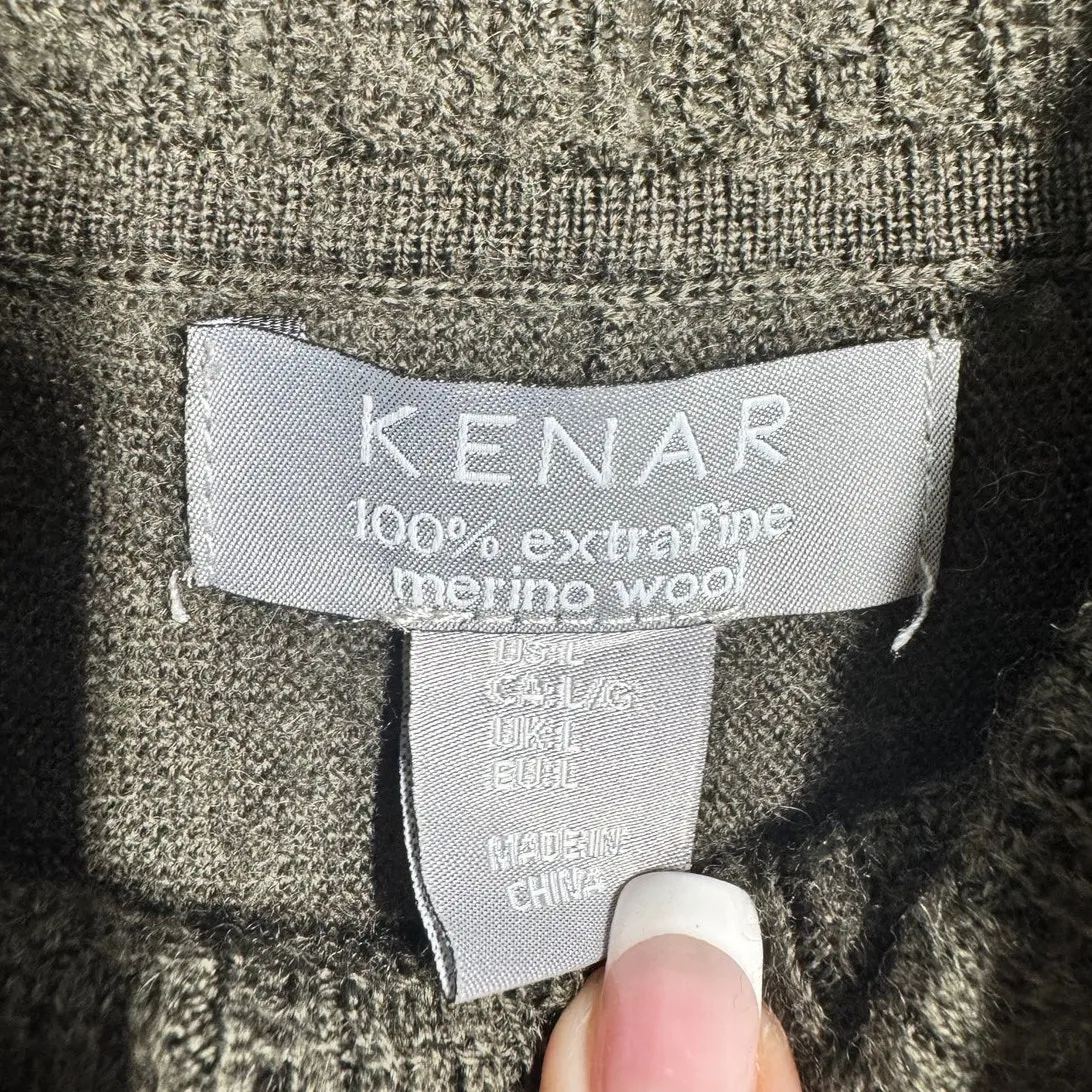 Kenar Sweater Women L Gray Brown Cowl Neck Lock Sleeve 100% Merino Wool Y2K Top - Image 4