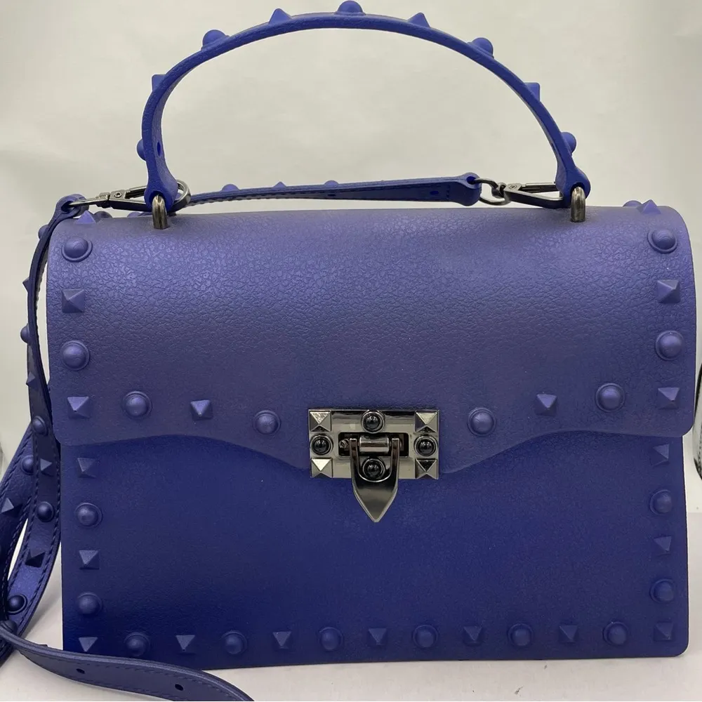 Jelly studded handbag crossbody removal straps Blue - Image 2