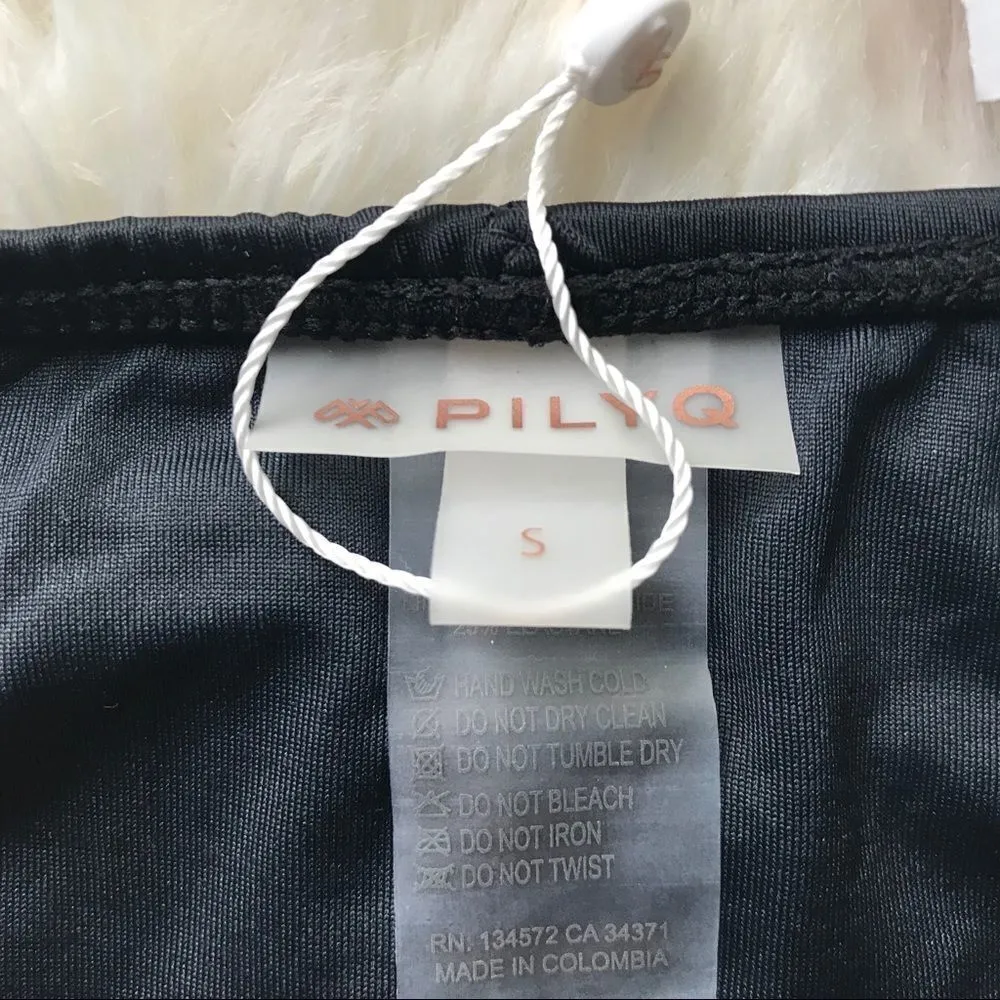 PILYQ Rainbow Low Rise Bikini Bottom Adjustable Waist Black Pink Green Small New - Image 7