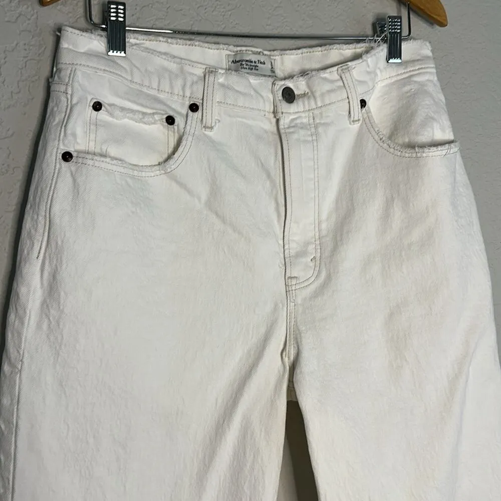 Abercrombie & Fitch The 90s Straight Ultra High Rise Jean Size 32/14 White Cream - Image 5