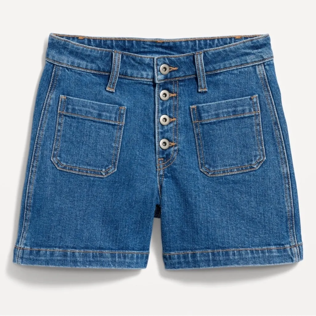 High Waisted Jean Trouser Shorts - Image 3