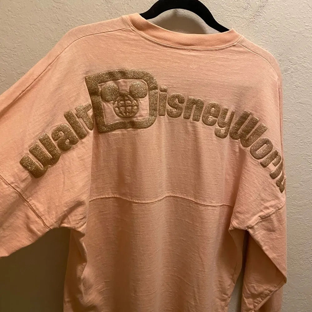 Disney Walt Disney World Peachy Pink Rose Gold Glitter Spirit Jersey Size S - Image 10