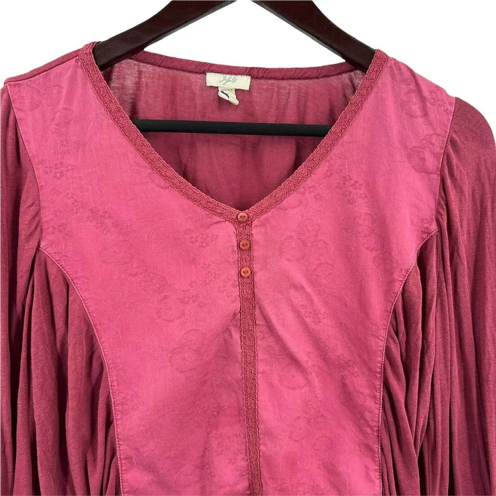 J Jill Red Mixed Media Top Size Medium - Image 2