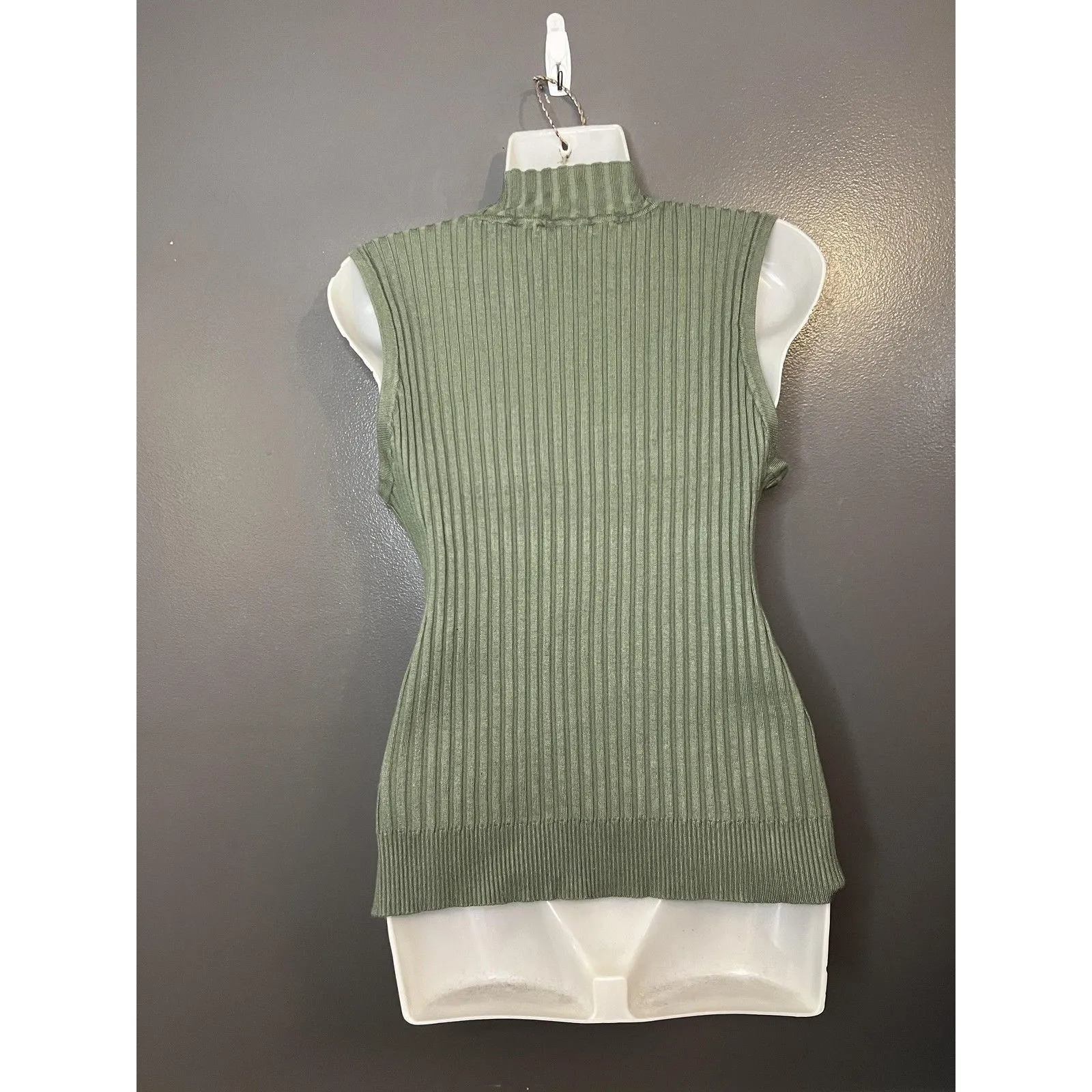 Rafiana Sweater Womens XL Green Sleeveless Mock Neck Ribbed Knit Tank Top - Image 4