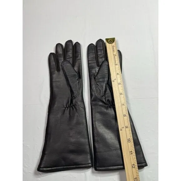 Vintage PK Sewn Made in‎ Japan Black Vinyl Gloves Womens One Size Fleece Lined - Image 3