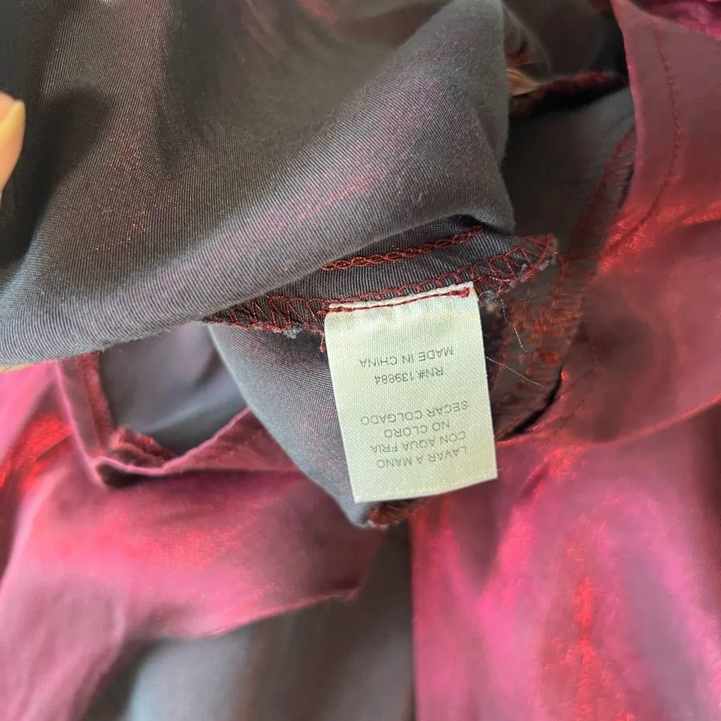 Iridescent Fuschia Satin‎ Blouse Purple Size M - Image 5