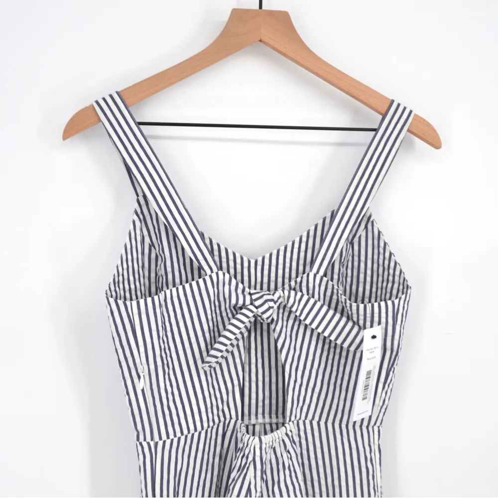 NEW Amour Vert Taya Seersucker Wide Leg Jumpsuit Stripe Blue White Women's XS - Image 8