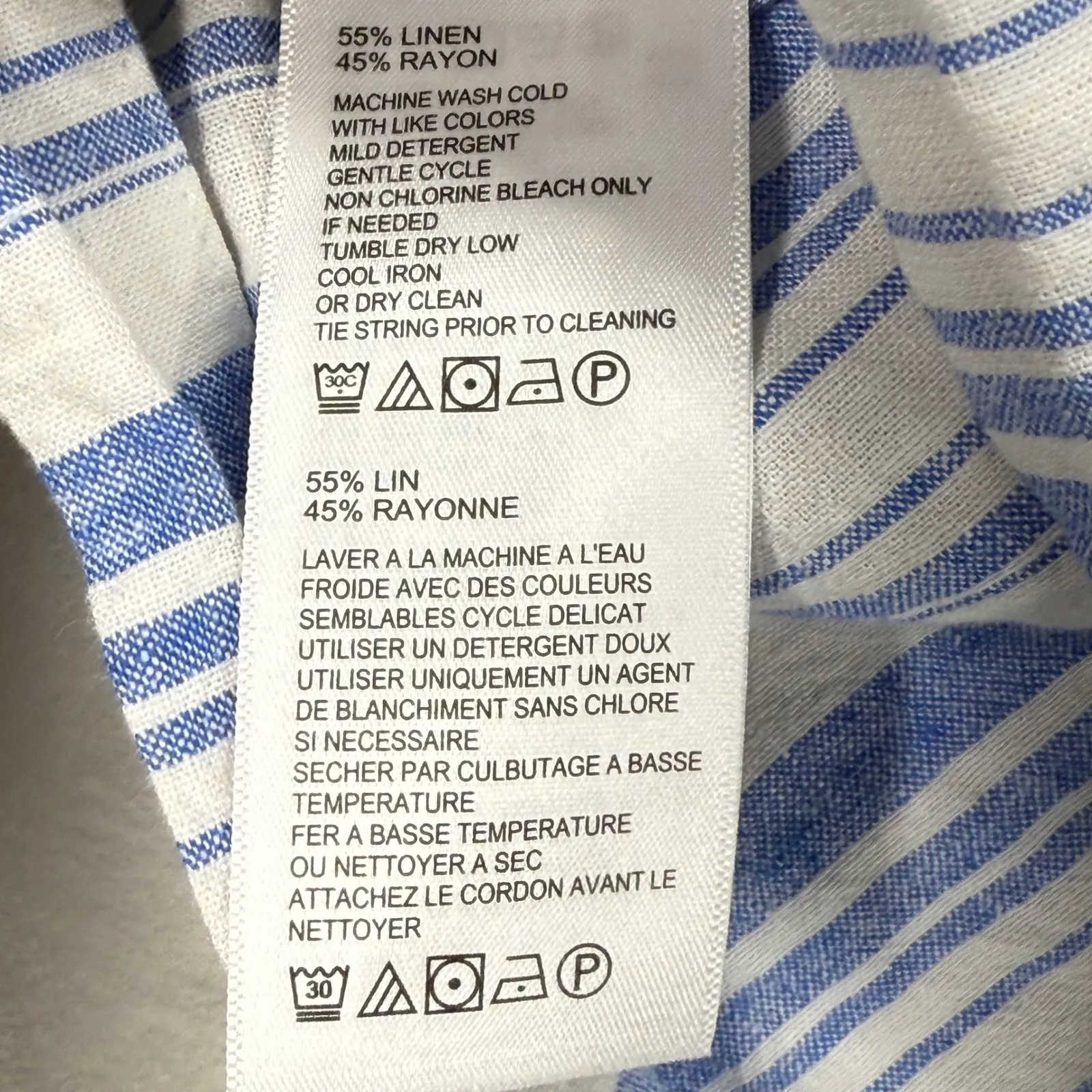 Tommy Bahama Linen Blend‎ Skirt Striped Midi Casual Summer Blue White L - Image 4