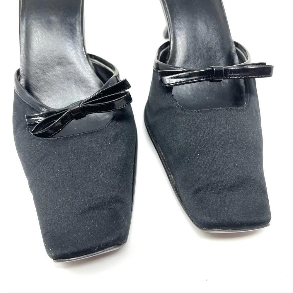 ANNE KLEIN 2 black fabric heeled mules, size 7.5 - Image 5