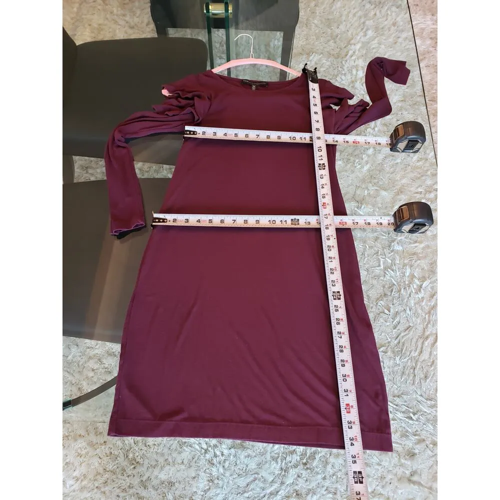 White House Black Market Shift Dress Womens XS Purple Rayon Cold Shoulder Sleeve - Image 7