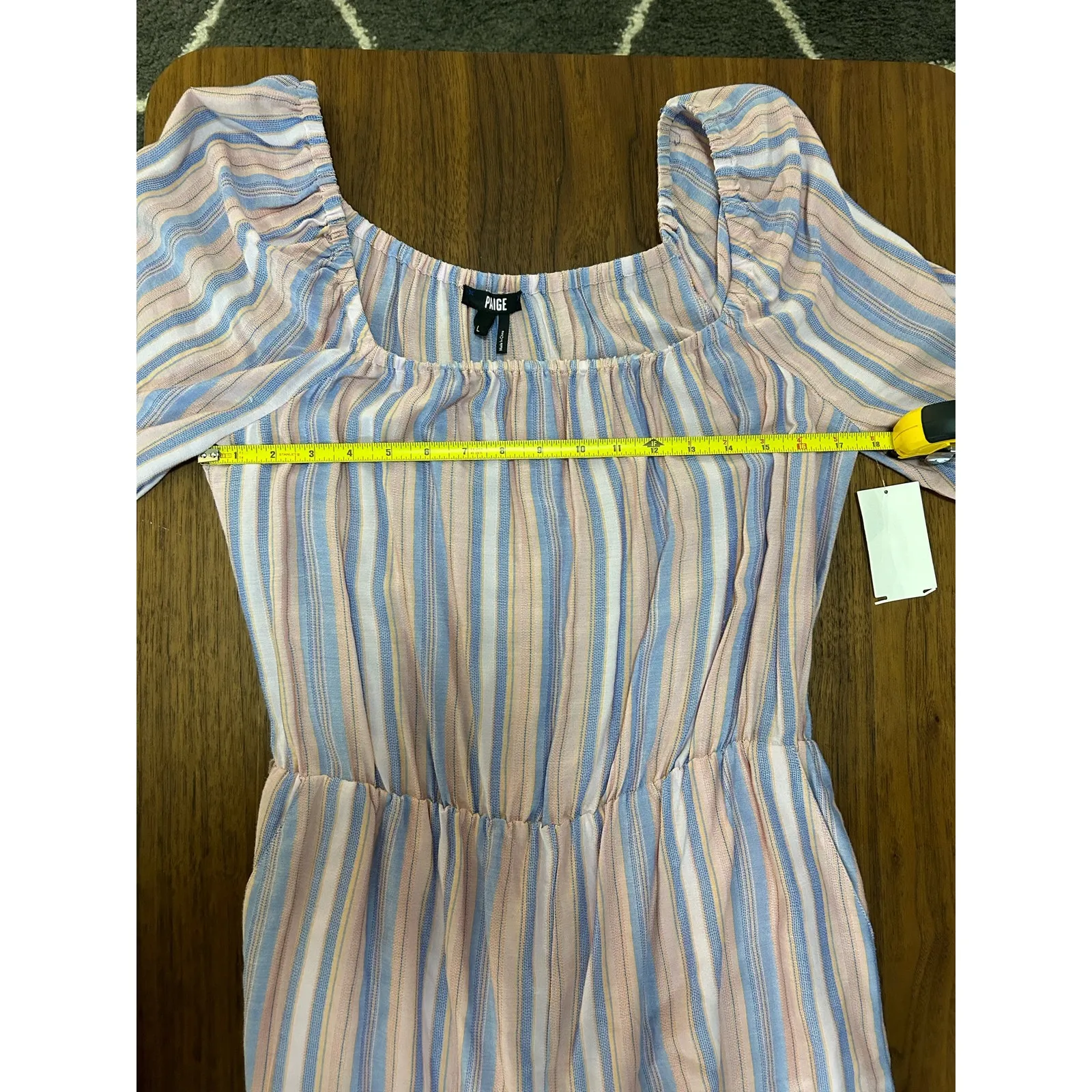 PAIGE Aubrie Stripe Self-Tie Waist Romper in Afterglow Multi Size L *No Belt* - Image 5