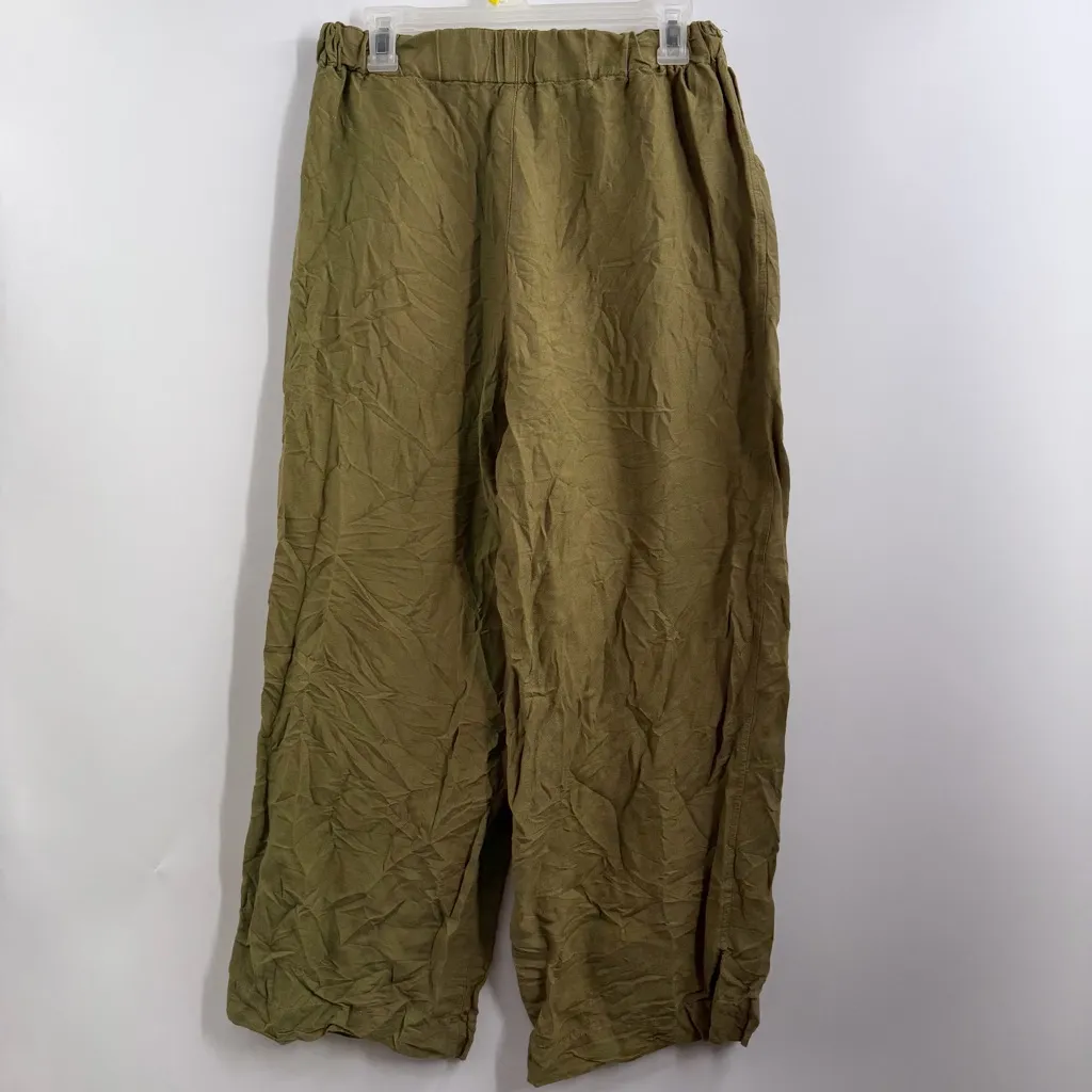 Madewell Linen-Blend Pull-On High-Rise Wide-Leg Pants size M Vintage Moss green - Image 4