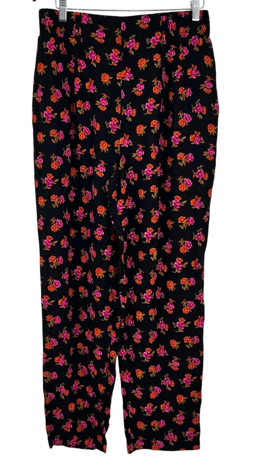VINTAGE Sk & company high rise drop crotch floral pull on pants plus size 16 Black - Image 1