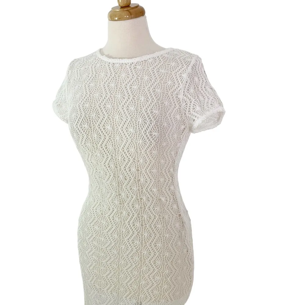 Lovers + Friends Crochet Short Sleeve Maci Cover Up Dress White Size M - Image 7