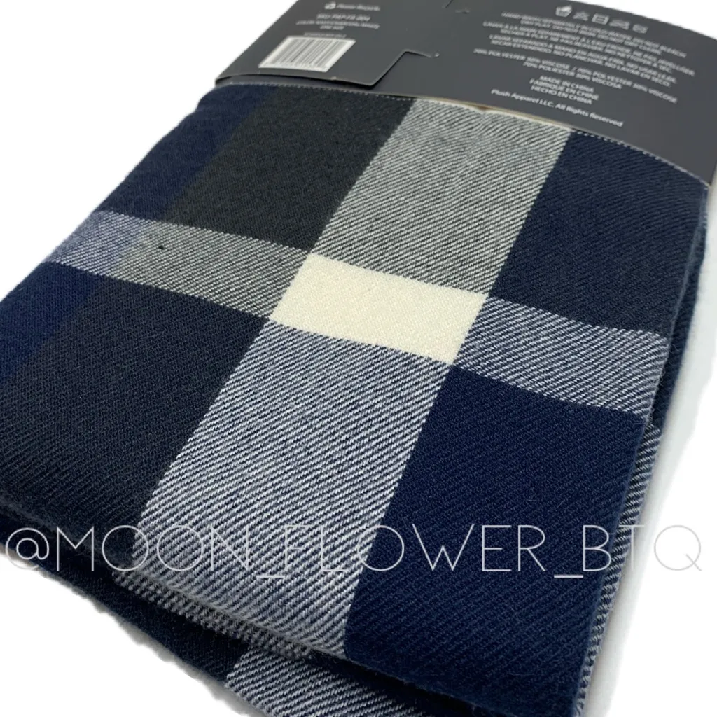 Plush Apparel Ultra Soft Plaid Scarf Blue - Image 6