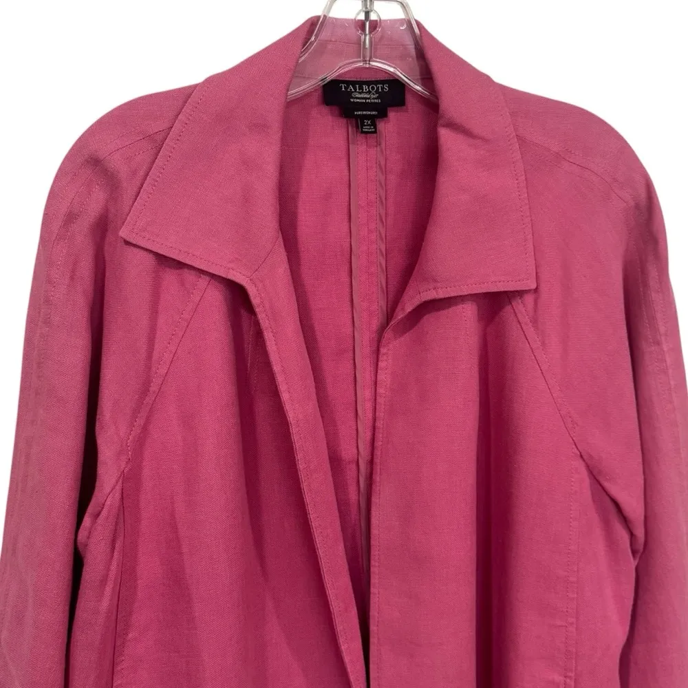 Talbots Pink 100% Pure Irish Linen Lightweight Summer Blazer Women’s Size 2X - Image 3