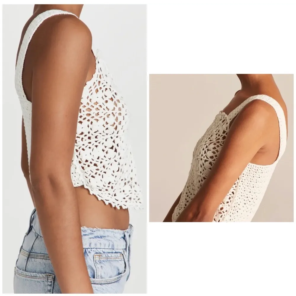Rebecca Taylor “Crochet Doily” white moonstone open knit tank top Size … - Image 5