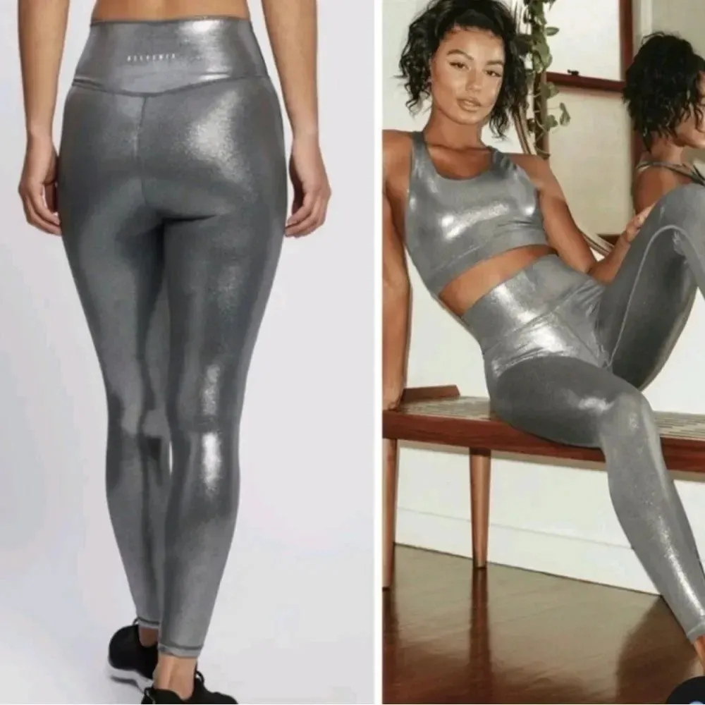 AllFENIX Leggings Size Medium Liquid Silver 7/8 Length Pants Gray - Image 8