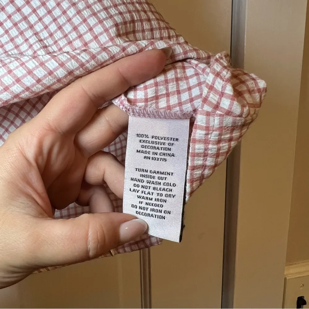 #71 NANETTE LEPORE PINK CHECKED GINGHAM STYLE TOP $58 - Image 5