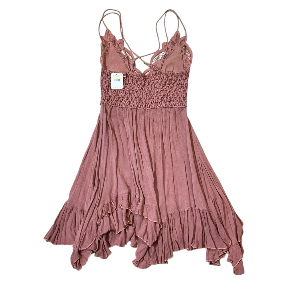 Free People FP One Adella Lace Mini Dress Boho NWT Medium Slip Sleeveless Pink - Image 5