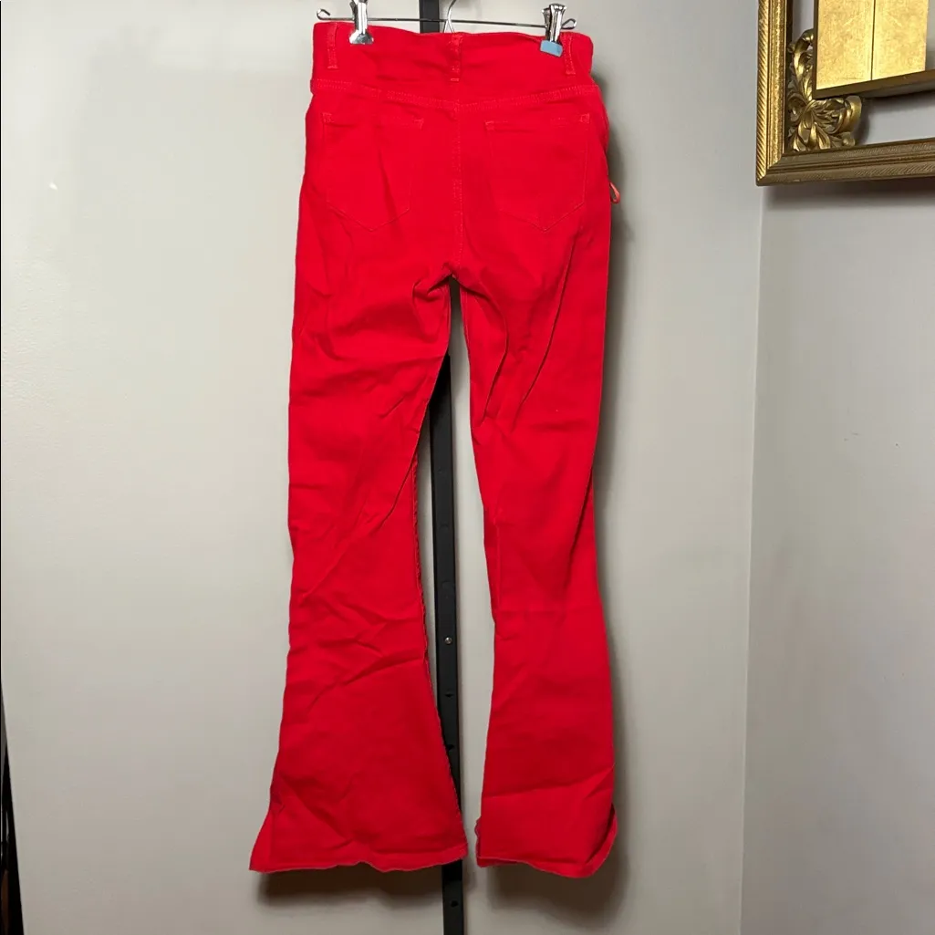 Edikted x Dolls Kill Small Engine Red Corset Flare Jeans Pants - Image 3