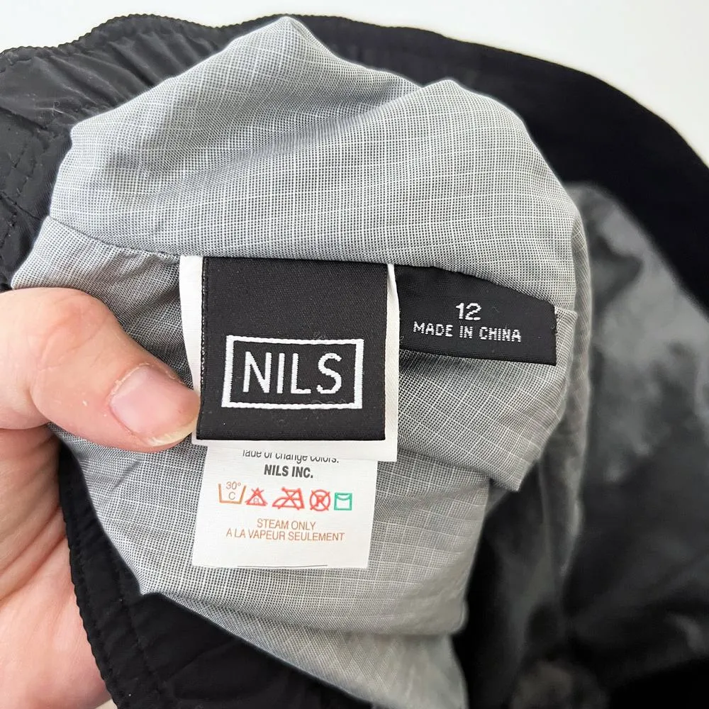 [NILS Sportswear] Black Water Resistant Nylon Winter Snowboard Ski Pants Sz 12 - Image 9