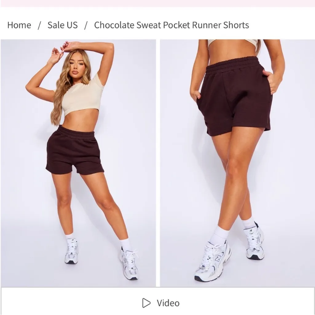 Pretty Little Thing Chocolate Sweatshorts - Image 3