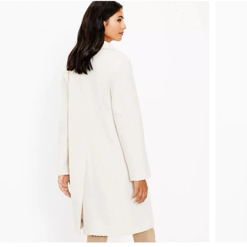 LOFT Double Breasted Midi Boucle Jacket in Cream - Size S - Image 3