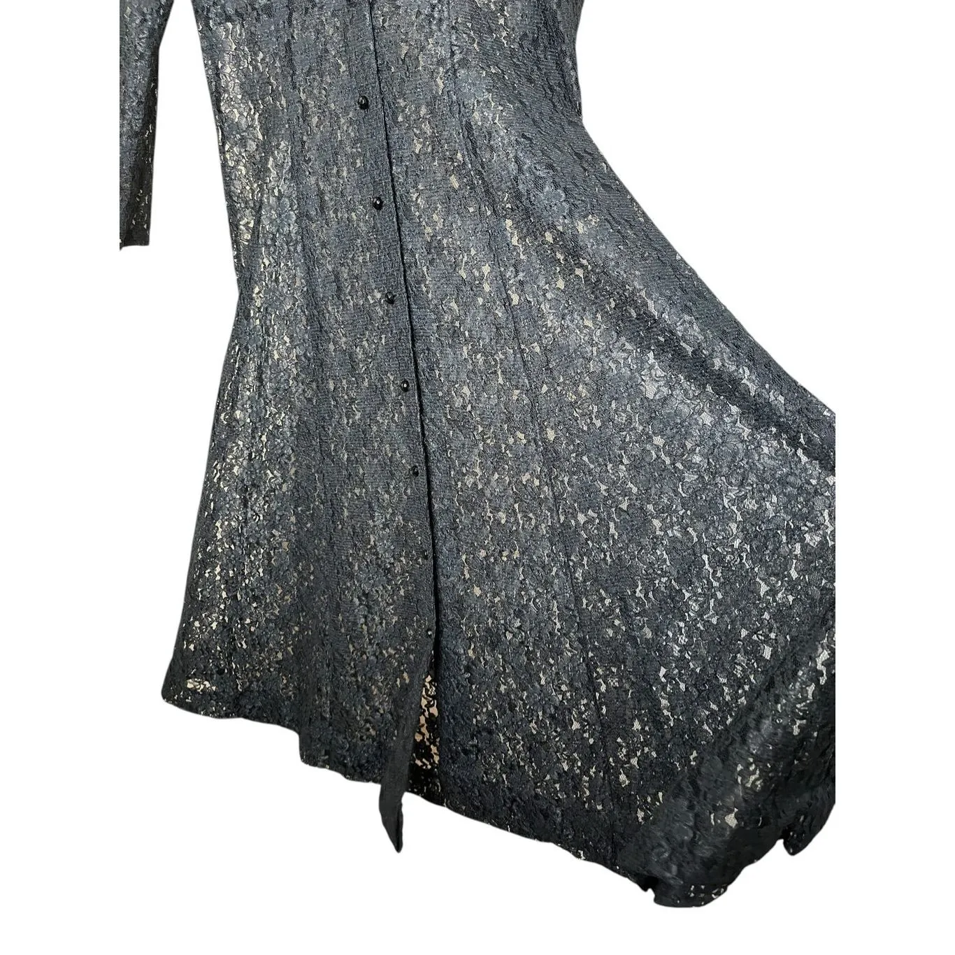 Vintage Jazz II Black Lace Long Sleeve Maxi Dress Sheer Size 8‎ - Image 4