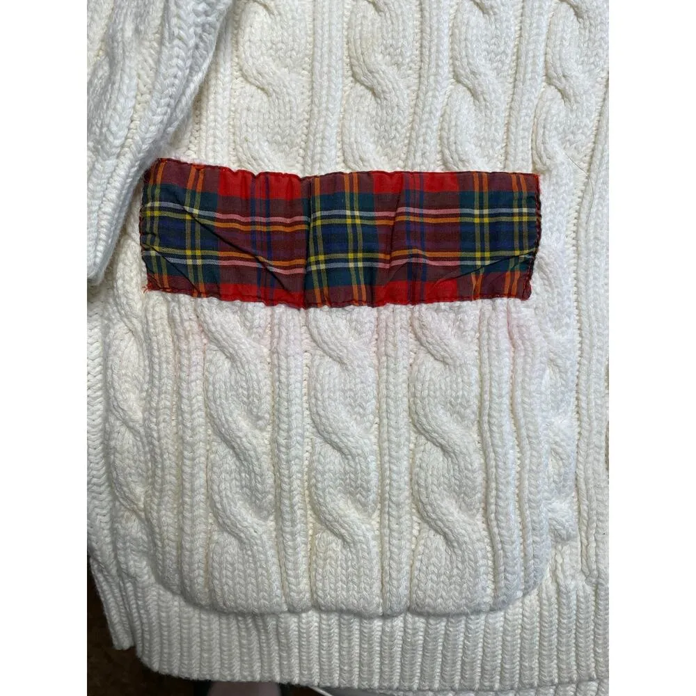 Adrienne Vittadini Sport Vintage Cream Cable Cardigan Sweater S - Image 7